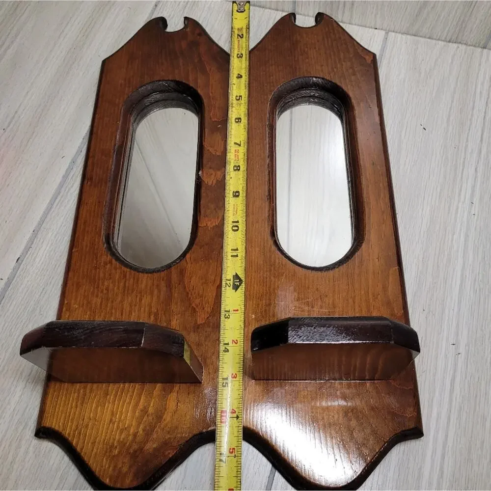 Vintage Brown Wall Mirror Pair